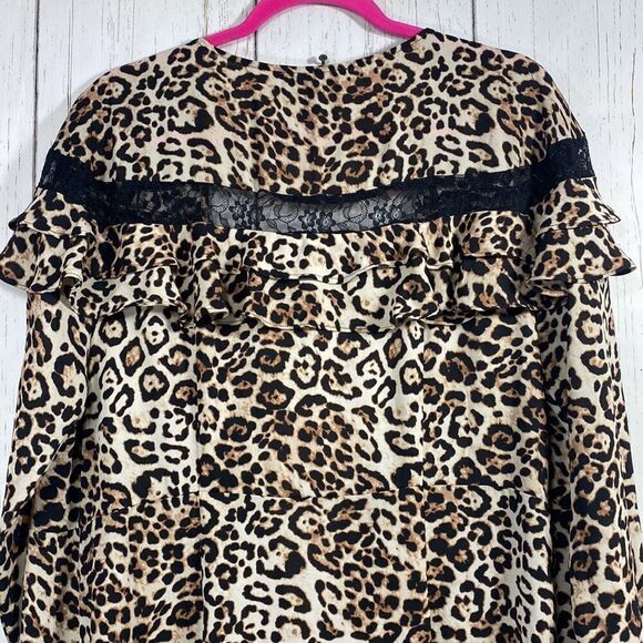 Forever 21 Leopard Print Ruffle High Low Maxi Wrap Dress Plus Sz Wild Glam Boho - Picture 14 of 14